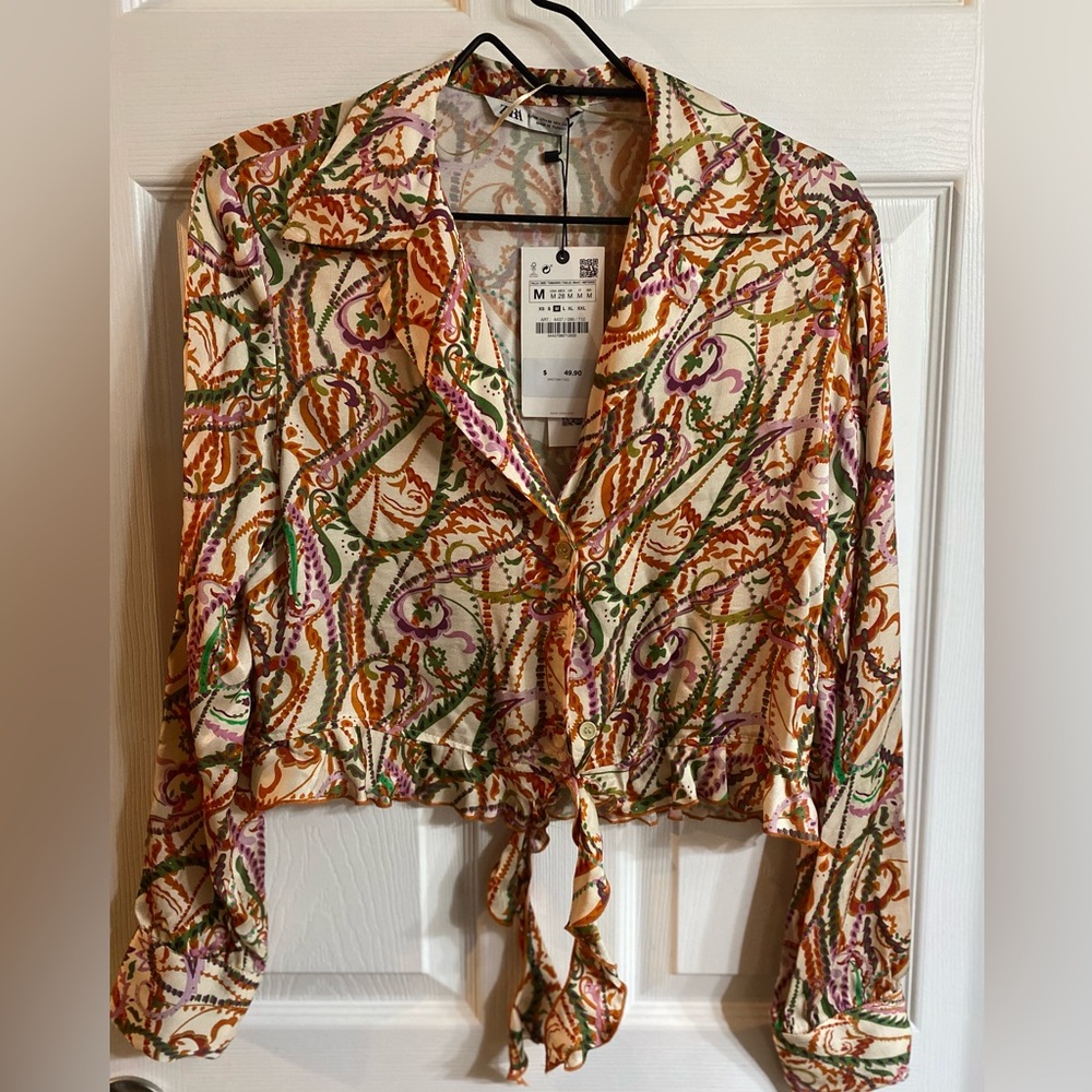 Zara crop blouse NWT